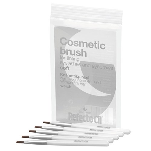 Cosmetic Brush - Silver/Soft (5 Pack) - For Tinting Lash & Brows